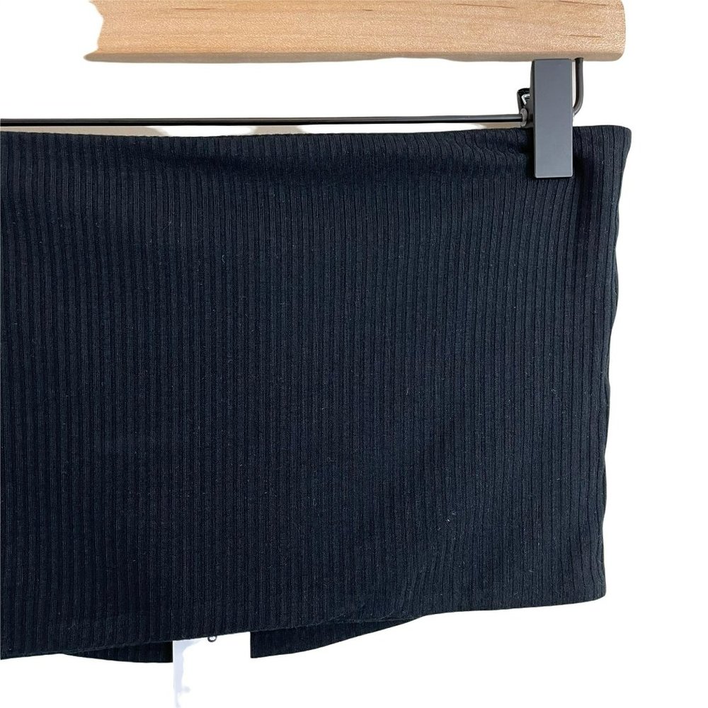 Topshop black ribbed lined cropped strapless bandeau tube top 8 or medium - Picture 6 of 12
